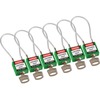 Kompakte Sicherheitsschlösser – mit Kabelbügel, Grün, KD - Verschiedenschließende Schlösser, Stahl, 108.00 mm, 6 Stück / Box